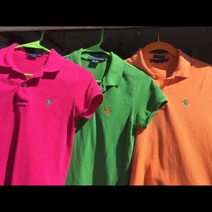 Lot of 3 Ralph Lauren Skinny Polos 👕🍉💚🍊